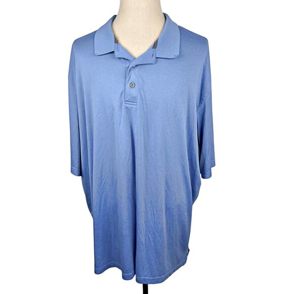 Reebok Golf Blue Polo 5XLT Big & Tall 100% Polyester Lightweight Breathable Soft - Picture 2 of 9